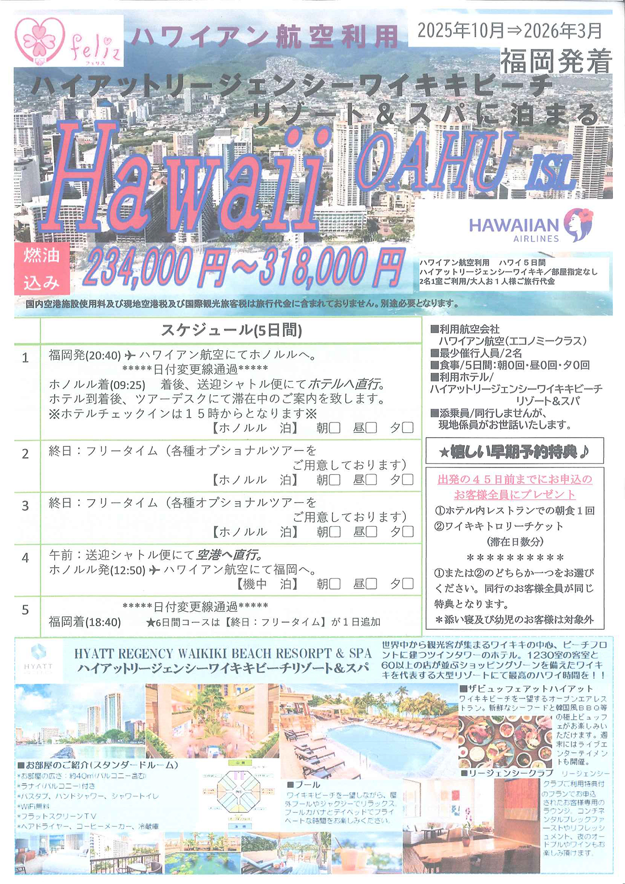 ハワイ５日間